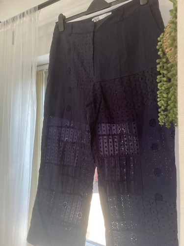 Zara navy embroidered eyelet - embroidered,