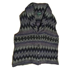 Ralph Lauren 100% Lambs Wool Aztec Navajo Fair Isle Sleeveless Jumper Vest XL