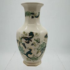 Masons  Ironstone Vintage 'Green Chartreuse' Vase 20 cms tall Hand Decorated