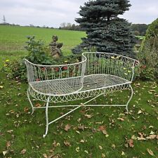 antique metal garden bench/love seat