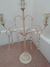 Cream metal candelabra - candelabra, 3