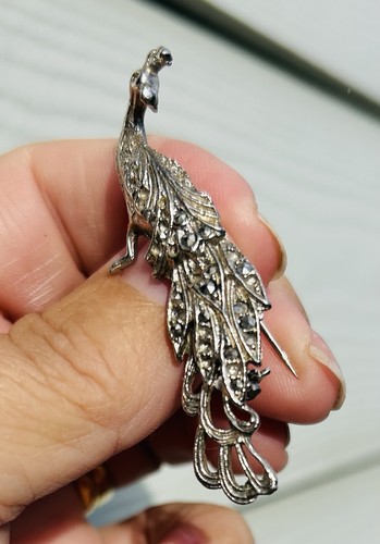 Vintage marcasite peacock - vintage,