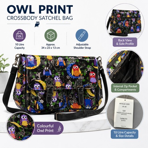Owl print crossbody - print,