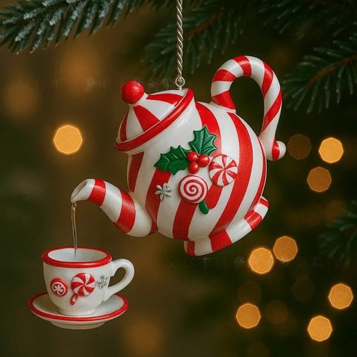 Christmas teapot ornament - christmas,