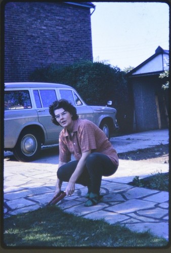 35mm slide woman - woman, car