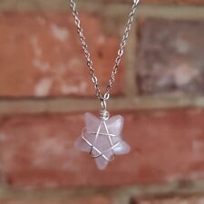 Silver Star Wire Wrapped Necklace Pendant Natural Crystal Gemstone Reiki Healing