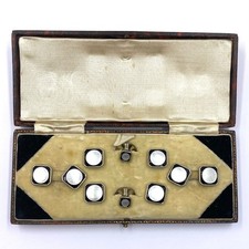 Antique Tuxedo Set Of Mother Of Pearl Cufflinks, Studs and Buttons