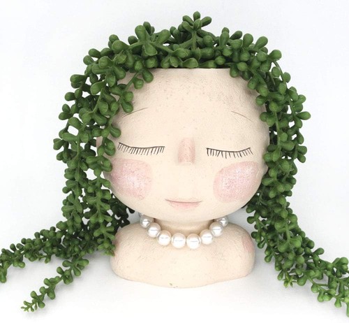 Girl face planter pot head - girl,
