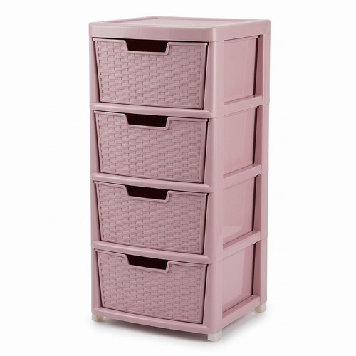 Large drawer rattan pink - large,