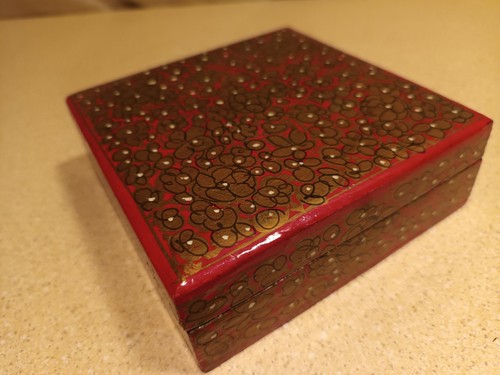 Wood trinket box - and, gold
