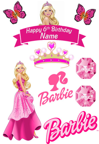 Barbie personalised edible - barbie,