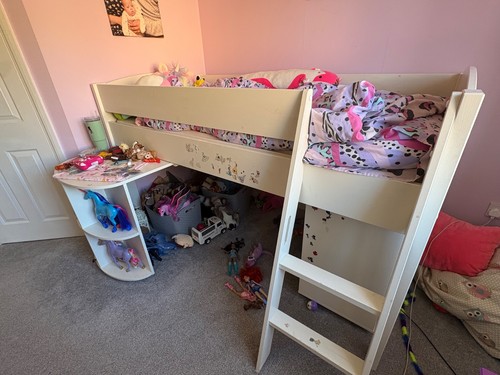 White cabin bed with pullout - bed,