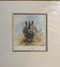 David Shepherd Signed Limited Edition  Print Black Rhino - The Cameo Collection