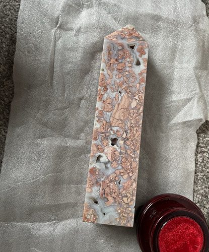 Natural agate crystal point - natural,