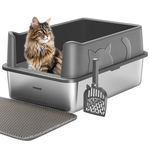 Stainless steel cat - stainless, litter