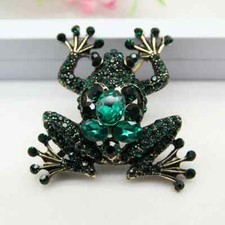 Women Men Frog Brooch Crystal Sparkling Diamond Animal Pins