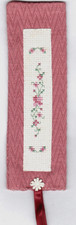 Complete Cross Stitch Embroidery BOOKMARK Cotton Pink Flowers Floral Gift