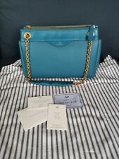 NWT ANYA HINDMARCH ebury leather double zip chain crossbody handbag TEAL £1450 