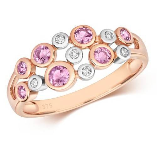 9ct rose gold pink sapphire - pink,