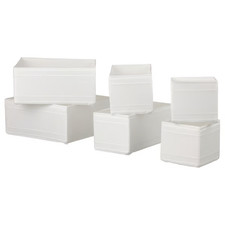 NEW IKEA Skubb set of 6 drawer organiser storage boxes wardrobe white
