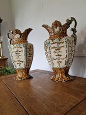A Pair Antique Majolica Large