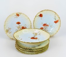 Antique Set G. Demartine & Cie GD. & C Limoges 6 Dessert & 1 Serving Bowl 1775