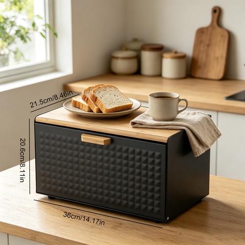 Large bamboo bread bin double - large,