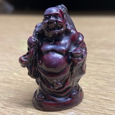 Vintage Red Resin Mini Laughing Wealth Buddha/collectable/Chinese Art (D)