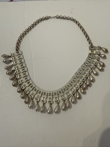 Vintage faux pearl silver tone - vintage,