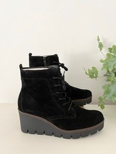 Gabor Black Suede Wedge Boots
