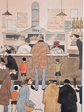 GW BIRKS LIMITED EDITION PRINT FISH AND CHIP SHOP - FRAMED SIGNED AND NUMBERED