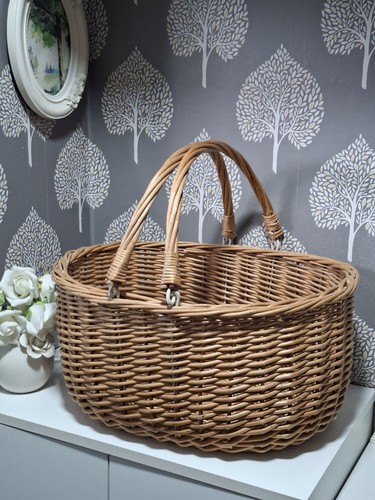 Wicker laundry basket with - basket,