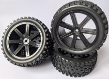 4x 1/10 RC Car Buggy Truggy Wheels Tires Set fits HPI HSP Tamiya 12mm Hex Black