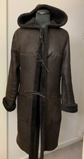 Joseph real leather sheepskin shearling Toscana fur hooded reversible coat sz M