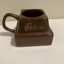 Vintage Cadburys Chocolate Square Ceramic Mug Cup Retro Chunk Of Hot Chocolate