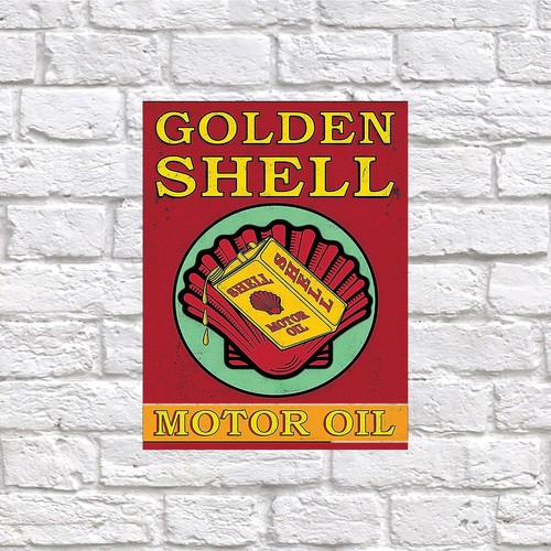 Golden shell motor oil retro - shell, oil,