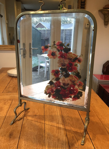 Antique brass painted mirror - brass,