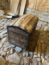 Vintage Antique Wooden Steamer Chest Travel Trunk Storage  Case
