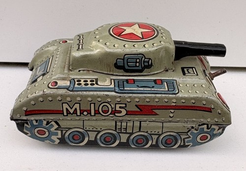 Vintage tin friction tank - vintage,
