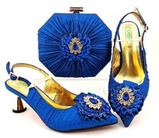Luxury Italian Ladies Party Handbag Matching Hand Clutch Bag and High Heel Shoes
