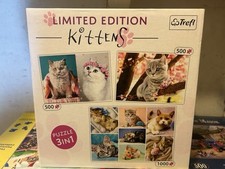 New 3 Kittens Cat Jigsaws 1 X 1000 & 2 X 500 Piece Trefl Jigsaw Puzzle Box Set