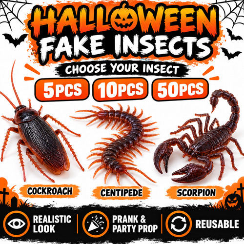 50pcs halloween fake insects - halloween,
