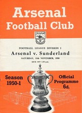 ARSENAL v Sunderland 1950/1951 - Football Programme