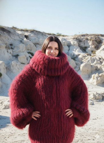 Mohair sweater fuzzy neck - mohair,