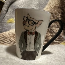 ~ Hipster Animal Coffee Mug 16.5 oz ~ Pig with Eyeglasses ~ Signature Housewares