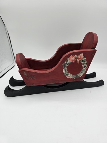 Wooden sleigh red black - wooden,