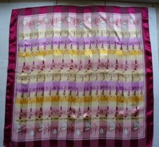 Claire Neuville Movitex Silky Vintage Fashion Floral Pink Scarf 37" Square.