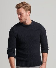 Superdry Jacob Cable Crew Navy Jumper Size XS XL Wool Blend RRP £55