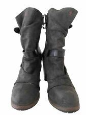 HENRI BEGUELIN ~ Charcoal grey suede above ankle high heel boots ~EU37.5