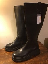 New Black Wedge Heel Boots UK8